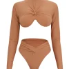 Cheap Andrea Iyamah Akacia Nude Long Sleeve Bikini