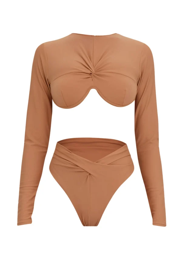 Cheap Andrea Iyamah Akacia Nude Long Sleeve Bikini