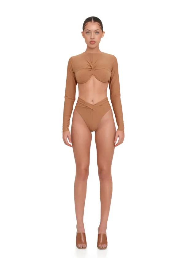 Cheap Andrea Iyamah Akacia Nude Long Sleeve Bikini