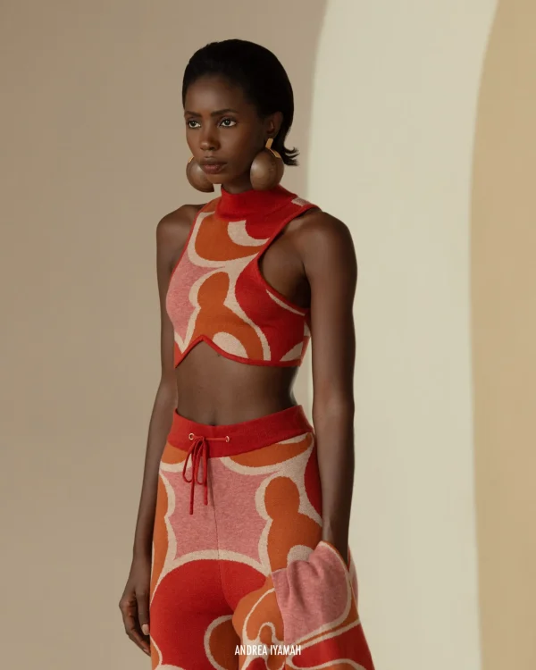 New Andrea Iyamah Ally Caro Print Knit Top