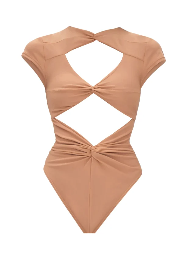 Shop Andrea Iyamah Aluna Nude One Piece Swimsuit