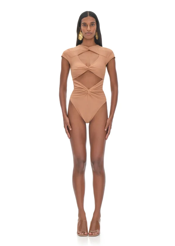 Shop Andrea Iyamah Aluna Nude One Piece Swimsuit