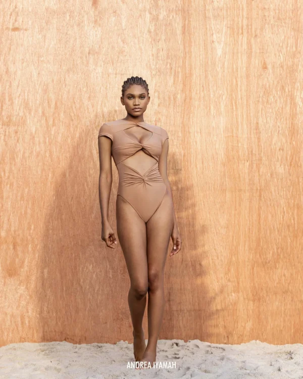 Shop Andrea Iyamah Aluna Nude One Piece Swimsuit