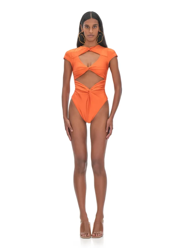 Clearance Andrea Iyamah Aluna Orange One Piece Swimsuit