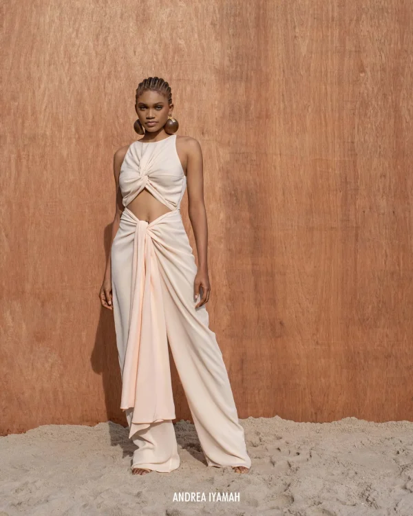New Andrea Iyamah Aminata Champagne Jumpsuit