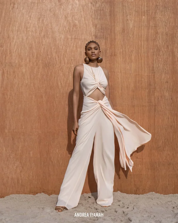 New Andrea Iyamah Aminata Champagne Jumpsuit