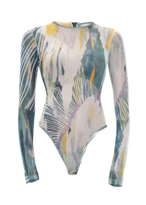 Fashion Andrea Iyamah Elle Abstract Bark Mesh Bodysuit
