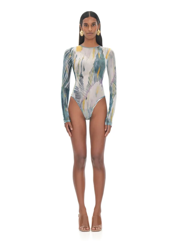 Fashion Andrea Iyamah Elle Abstract Bark Mesh Bodysuit