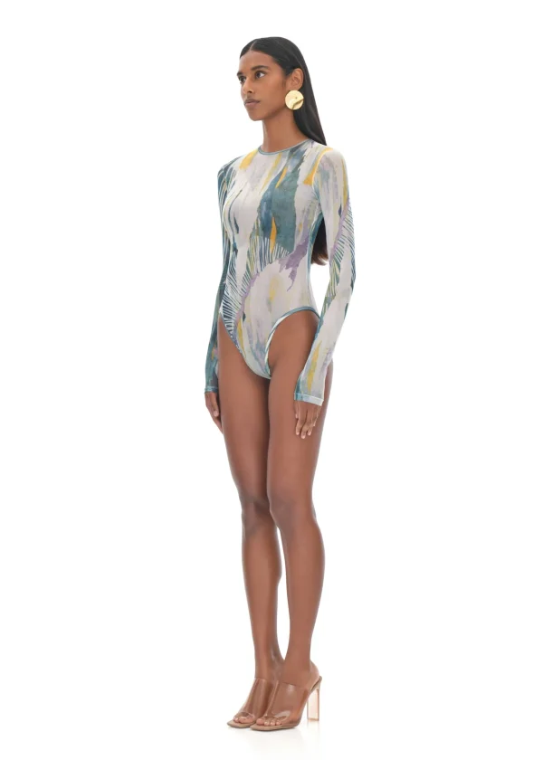 Fashion Andrea Iyamah Elle Abstract Bark Mesh Bodysuit
