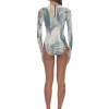 Fashion Andrea Iyamah Elle Abstract Bark Mesh Bodysuit