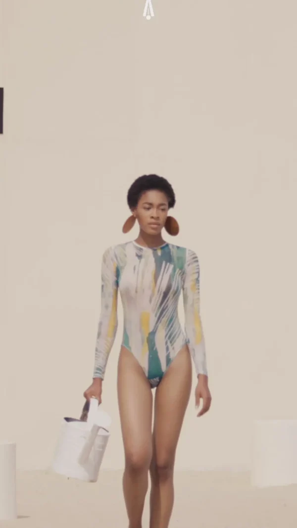 Fashion Andrea Iyamah Elle Abstract Bark Mesh Bodysuit