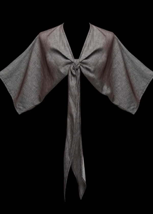 New Andrea Iyamah Eti Ash Grey Crop Top
