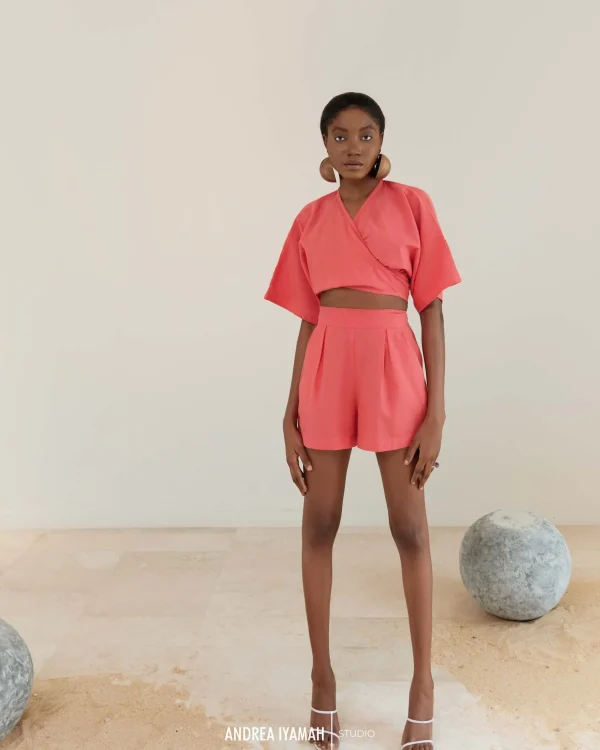 Shop Andrea Iyamah Eti Coral Shorts