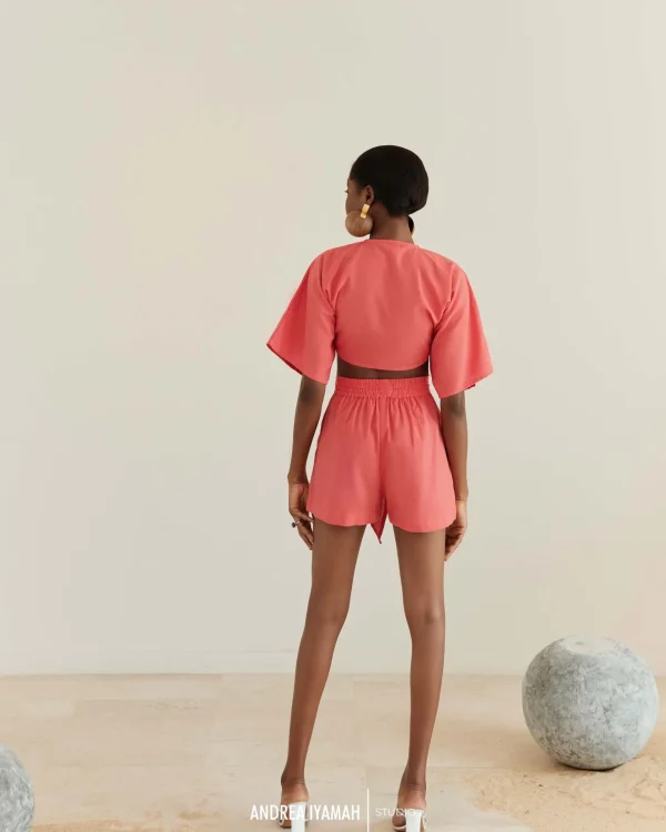 Shop Andrea Iyamah Eti Coral Shorts