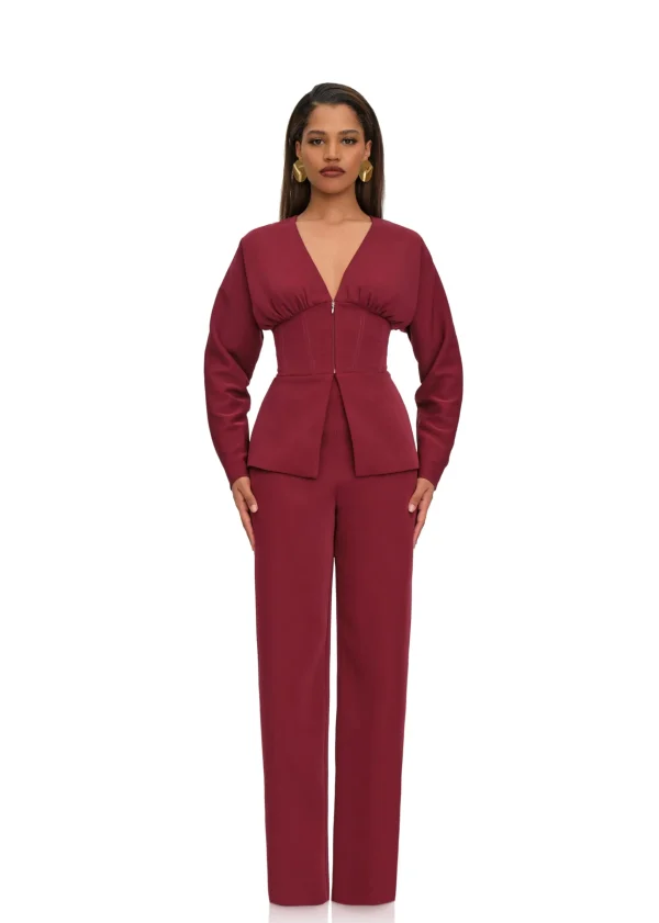 Discount Andrea Iyamah Gia Corset Blazer-Plum