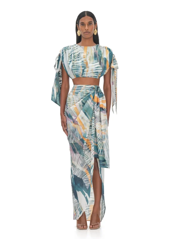 Online Andrea Iyamah Halima Abstract Bark Cropped Top