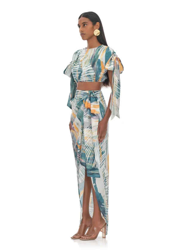Online Andrea Iyamah Halima Abstract Bark Cropped Top