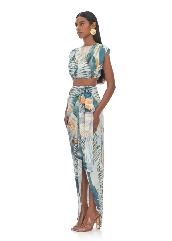 Online Andrea Iyamah Halima Abstract Bark Cropped Top