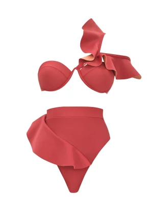 Shop Andrea Iyamah Kiara Red High Rise Bikini