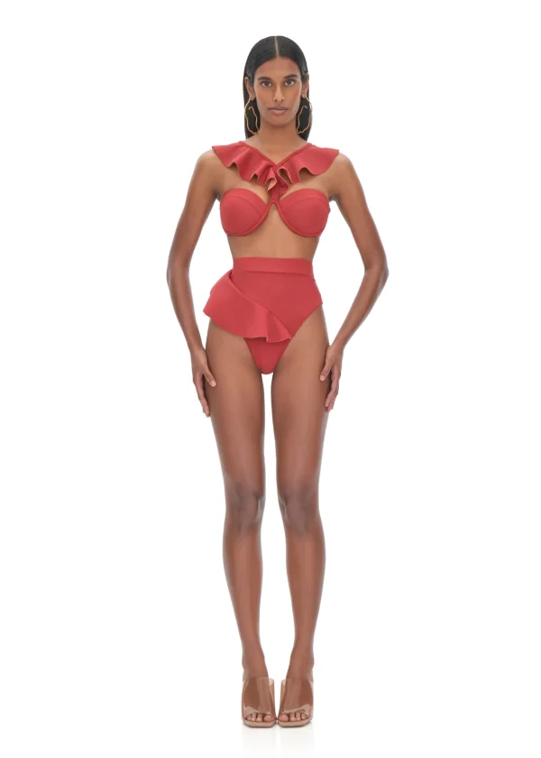 Shop Andrea Iyamah Kiara Red High Rise Bikini