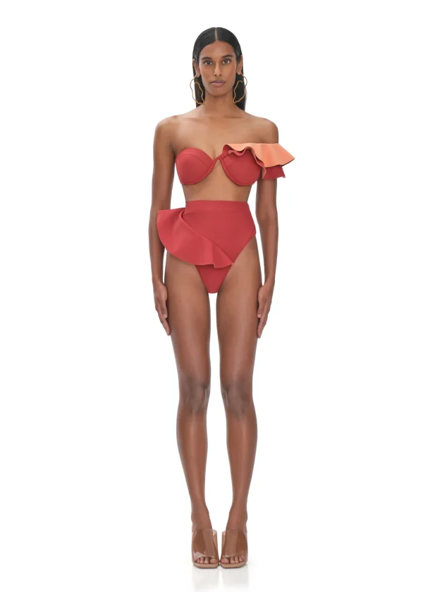 Shop Andrea Iyamah Kiara Red High Rise Bikini
