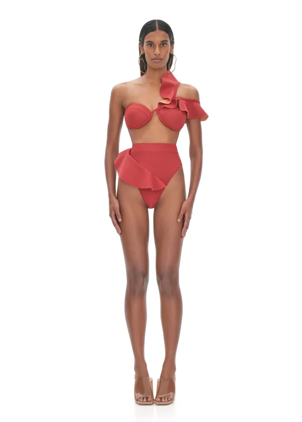 Shop Andrea Iyamah Kiara Red High Rise Bikini