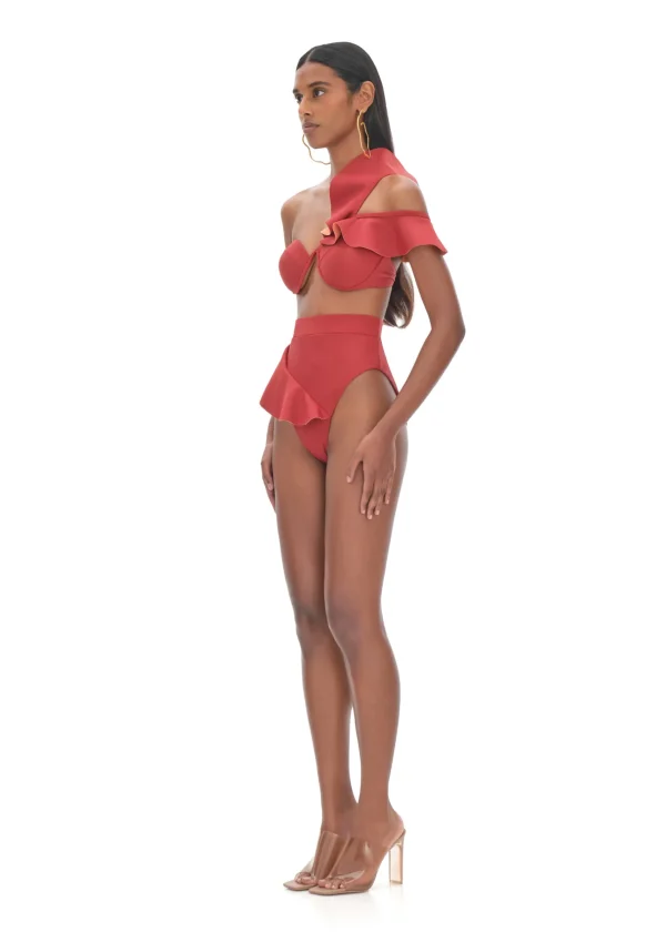 Shop Andrea Iyamah Kiara Red High Rise Bikini