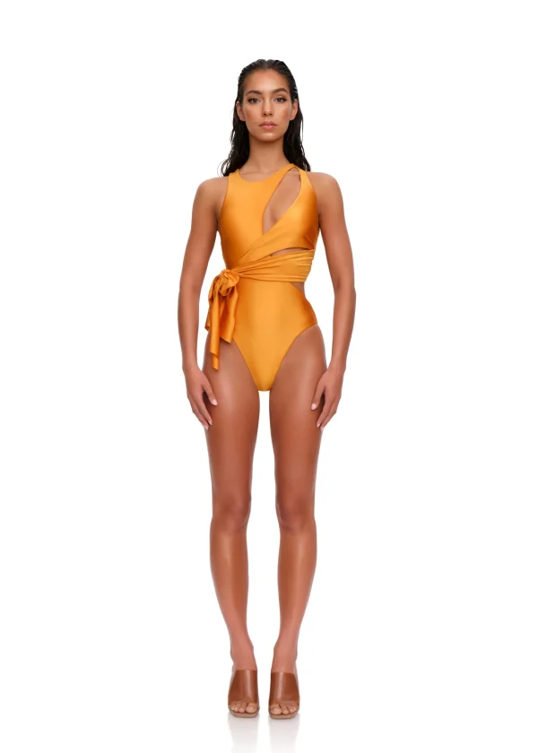 Best Sale Andrea Iyamah Lada One Piece Swimsuit-Sunset Gold