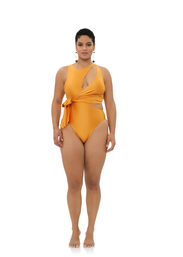 Best Sale Andrea Iyamah Lada One Piece Swimsuit-Sunset Gold