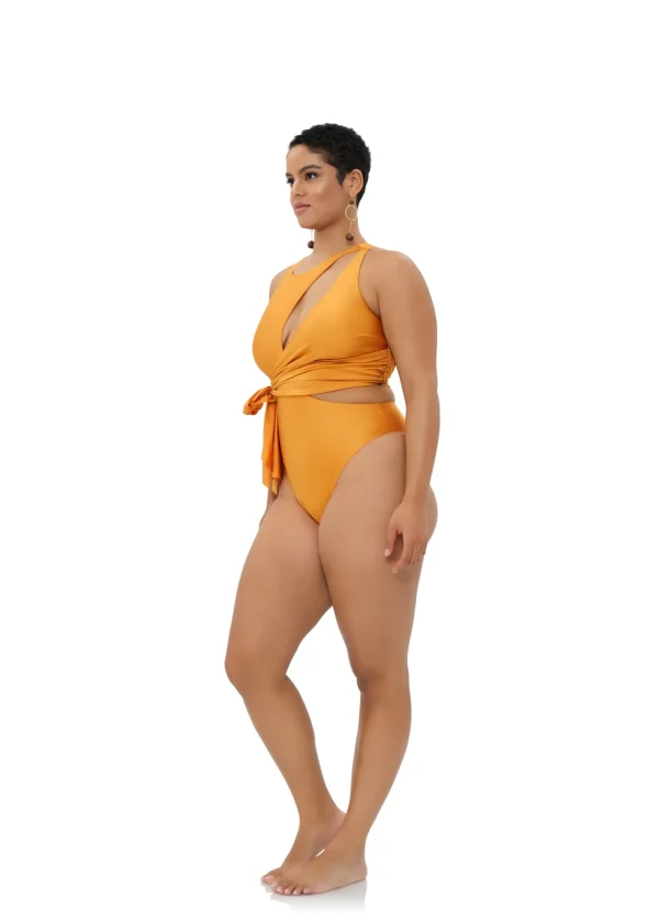 Hot Andrea Iyamah Lada One Piece Swimsuit-Sunset Gold