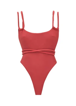 Fashion Andrea Iyamah Lima Red One Piece Swimsuit