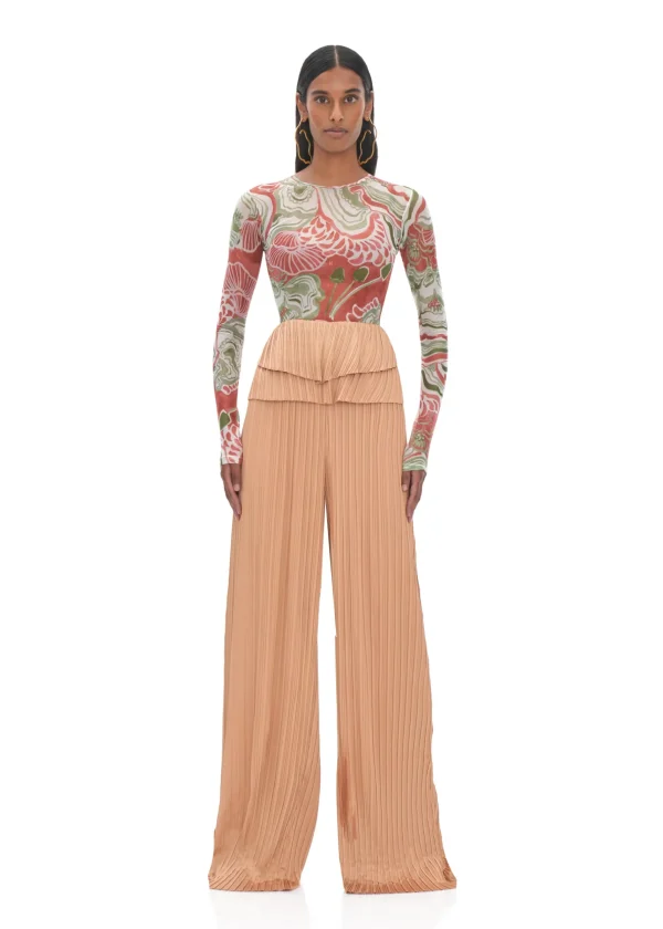 Best Sale Andrea Iyamah Linea Toffee Pleated Pants