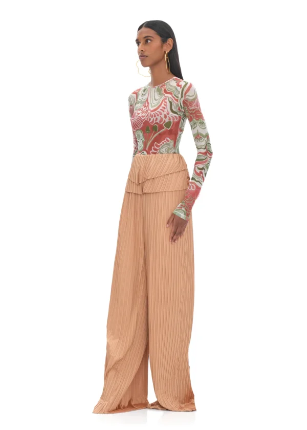 Best Sale Andrea Iyamah Linea Toffee Pleated Pants