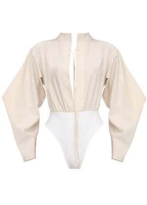 Cheap Andrea Iyamah Lino Bodysuit-Limestone