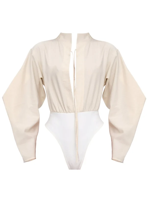 Cheap Andrea Iyamah Lino Bodysuit-Limestone