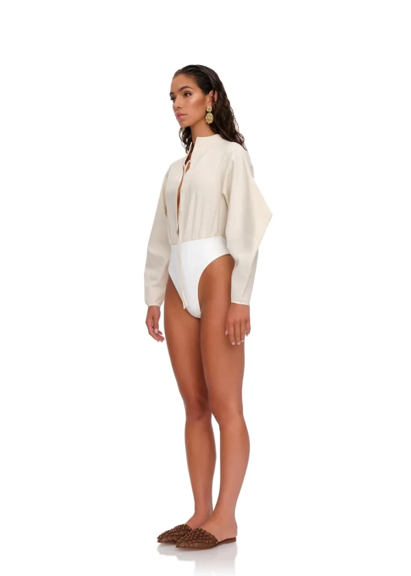 Cheap Andrea Iyamah Lino Bodysuit-Limestone