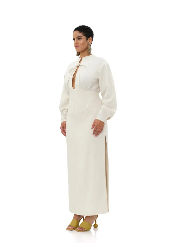 Clearance Andrea Iyamah Lino Corset Skirt-Limestone