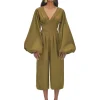 Shop Andrea Iyamah Nia Culotte Olive Jumpsuit