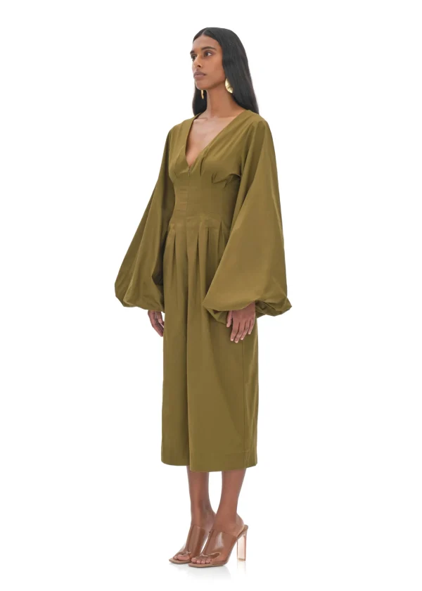 Shop Andrea Iyamah Nia Culotte Olive Jumpsuit