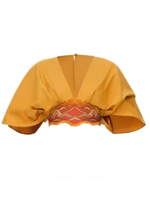 Cheap Andrea Iyamah Olla Crop Top-Mustard