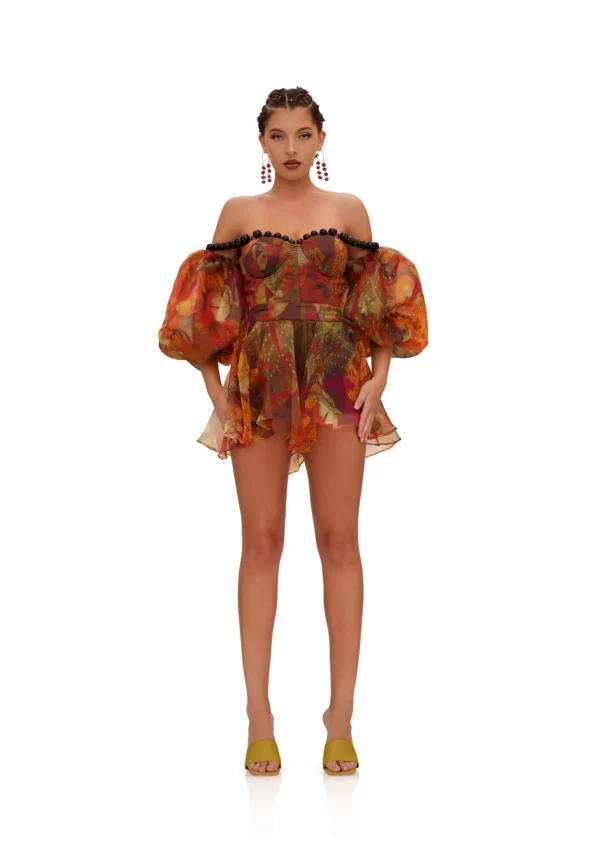New Andrea Iyamah Omma Crop Top-Kola Print