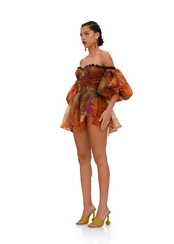 New Andrea Iyamah Omma Crop Top-Kola Print