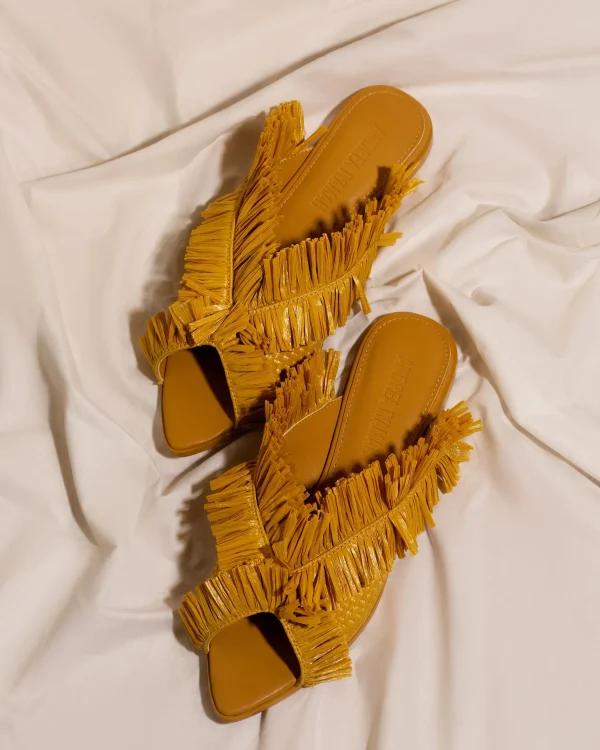Discount Andrea Iyamah Pola Slippers-Mustard