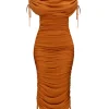 Sale Andrea Iyamah Ratu Mesh Dress-Caramel
