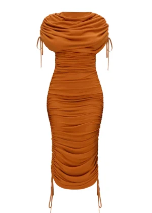 Sale Andrea Iyamah Ratu Mesh Dress-Caramel