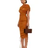 Sale Andrea Iyamah Ratu Mesh Dress-Caramel
