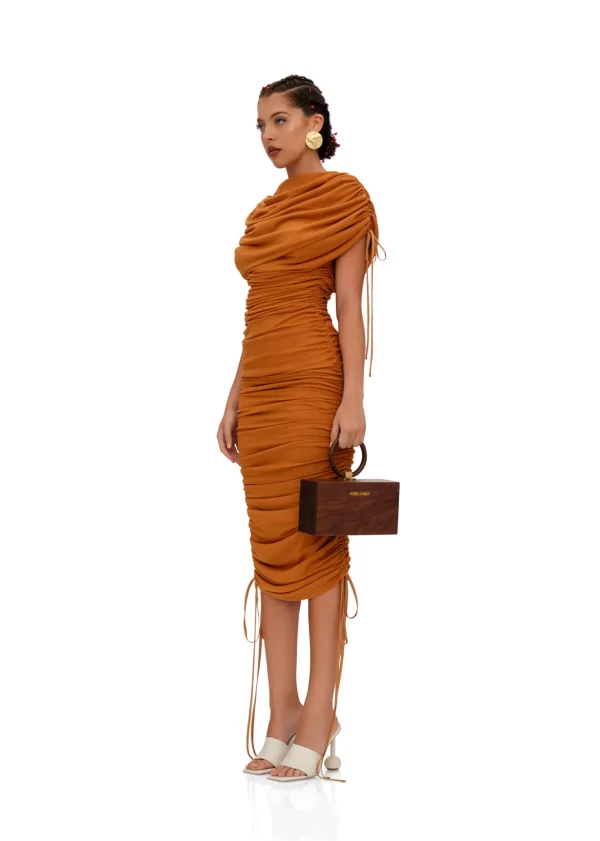 Sale Andrea Iyamah Ratu Mesh Dress-Caramel
