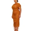 Sale Andrea Iyamah Ratu Mesh Dress-Caramel