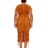 Sale Andrea Iyamah Ratu Mesh Dress-Caramel