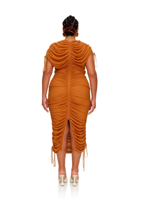 Sale Andrea Iyamah Ratu Mesh Dress-Caramel
